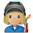 Woman Factory Worker Emoji with Medium-Light Skin Tone, Samsung style