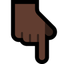 Backhand Index Pointing Down Emoji with Dark Skin Tone, Microsoft style