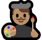 Man Artist Emoji with Medium Skin Tone, Microsoft style