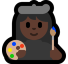 Woman Artist Emoji with Dark Skin Tone, Microsoft style