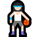 Woman Bouncing Ball Emoji with Light Skin Tone, Microsoft style