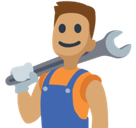 Man Mechanic Emoji with Medium Skin Tone, Facebook style