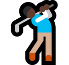 Person Golfing Emoji with Dark Skin Tone, Microsoft style