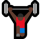 Person Lifting Weights Emoji with Dark Skin Tone, Microsoft style