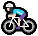 Woman Biking Emoji with Light Skin Tone, Microsoft style