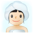 Person in Steamy Room Emoji with Light Skin Tone, Samsung style