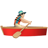 Man Rowing Boat Emoji with Light Skin Tone, Apple style