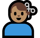 Man Getting Haircut Emoji with Medium Skin Tone, Microsoft style