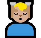 Man Getting Massage Emoji with Medium-Light Skin Tone, Microsoft style