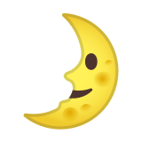 First Quarter Moon Face Emoji, Google style
