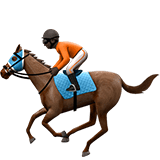 Horse Racing Emoji with Dark Skin Tone, Apple style