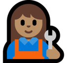 Woman Mechanic Emoji with Medium Skin Tone, Microsoft style