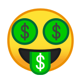 Money-Mouth Face Emoji, Google style
