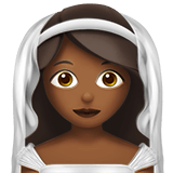 Bride with Veil Emoji with Medium-Dark Skin Tone, Apple style