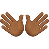Open Hands Emoji with Medium-Dark Skin Tone, Apple style