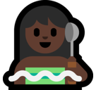Person in Steamy Room Emoji with Dark Skin Tone, Microsoft style