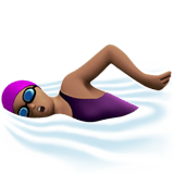 Woman Swimming Emoji with Medium Skin Tone, Apple style