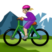 Woman Mountain Biking Emoji with Medium-Light Skin Tone, Samsung style