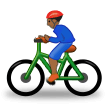 Man Biking Emoji with Medium-Dark Skin Tone, Samsung style
