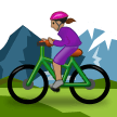 Woman Mountain Biking Emoji with Medium Skin Tone, Samsung style