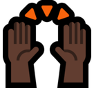 Raising Hands Emoji with Dark Skin Tone, Microsoft style
