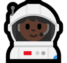 Woman Astronaut Emoji with Dark Skin Tone, Microsoft style