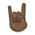 Sign of the Horns Emoji with Dark Skin Tone, LG style