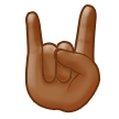 Sign of the Horns Emoji with Medium-Dark Skin Tone, Samsung style