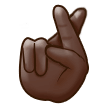 Crossed Fingers Emoji with Dark Skin Tone, Samsung style