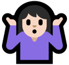 Woman Shrugging Emoji with Light Skin Tone, Microsoft style