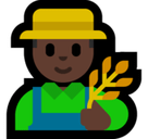 Man Farmer Emoji with Dark Skin Tone, Microsoft style