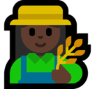 Woman Farmer Emoji with Dark Skin Tone, Microsoft style