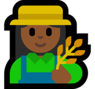 Woman Farmer Emoji with Medium-Dark Skin Tone, Microsoft style