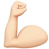 Flexed Biceps Emoji with Light Skin Tone, Apple style