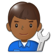 Man Mechanic Emoji with Medium-Dark Skin Tone, Samsung style