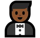 Man in Tuxedo Emoji with Medium-Dark Skin Tone, Microsoft style