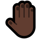 Raised Back of Hand Emoji with Dark Skin Tone, Microsoft style