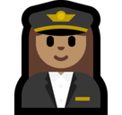Woman Pilot Emoji with Medium Skin Tone, Microsoft style