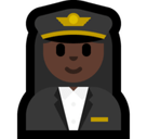 Woman Pilot Emoji with Dark Skin Tone, Microsoft style