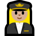 Woman Pilot Emoji with Medium-Light Skin Tone, Microsoft style
