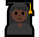 Woman Student Emoji with Dark Skin Tone, Microsoft style