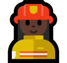 Woman Firefighter Emoji with Dark Skin Tone, Microsoft style