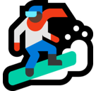 Snowboarder Emoji with Dark Skin Tone, Microsoft style