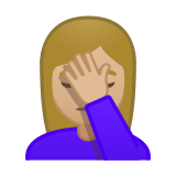 Woman Facepalming Emoji with Medium-Light Skin Tone, Google style