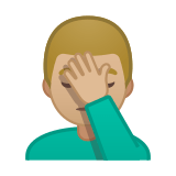 Man Facepalming Emoji with Medium-Light Skin Tone, Google style