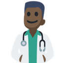 Man Health Worker Emoji with Dark Skin Tone, Facebook style