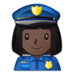 Woman Police Officer Emoji with Dark Skin Tone, Samsung style