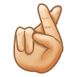 Crossed Fingers Emoji with Light Skin Tone, Samsung style