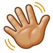 Waving Hand Emoji with Medium-Light Skin Tone, Samsung style