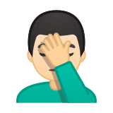 Man Facepalming Emoji with Light Skin Tone, Google style